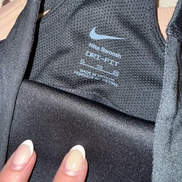 Nike Swoosh (XL) Black Dri Fit Cropped Tank Top with Built in Bra - Picture 2 of 4